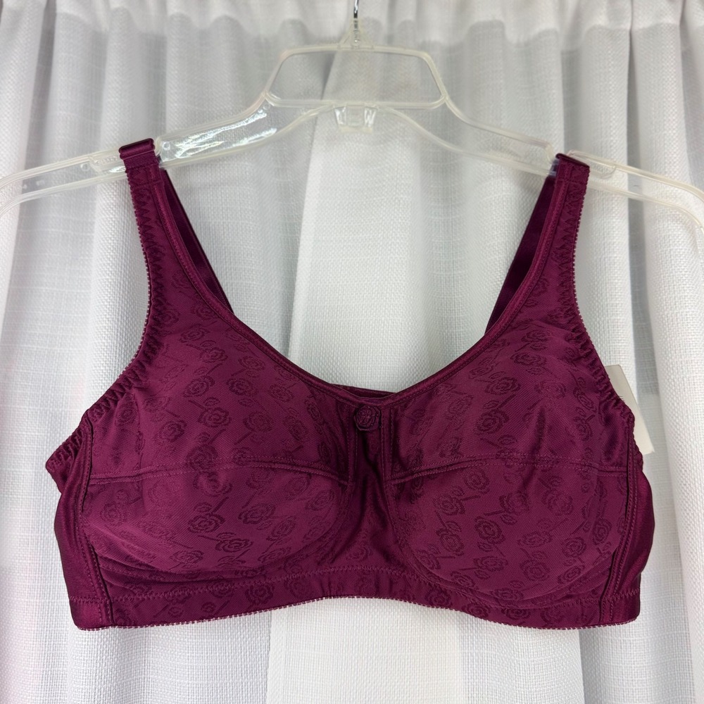 American Breast Care ABC 103 Rose Jacquard Mastectomy Bra Maroon 42B NWT